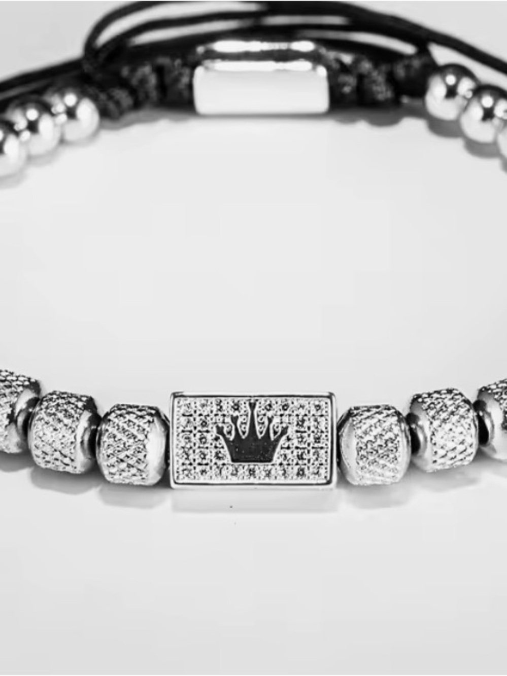 Silver metal Beaded Adjustable Bracelet - Men and Women’s Jewelry